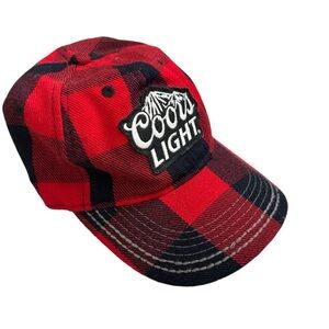 MillerCoors Coors Light Red & Navy Blue Plaid Cap